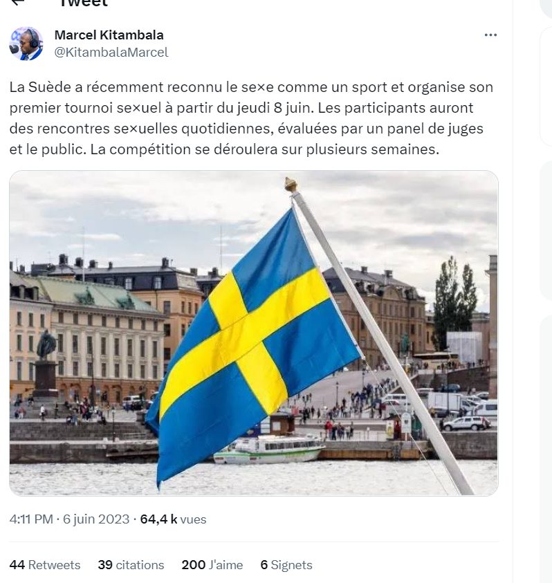 Tournoi du sexe en Suède: les identités des personnes confirmant leur  participation ont été dévoilées - Juno7